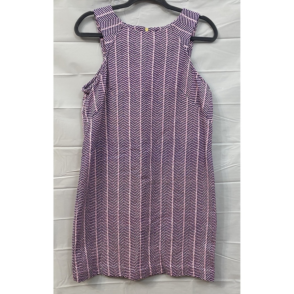 Southern Tide Audrey Dress Size 6 Pink Blue Night Chevron Shift Sleeveless